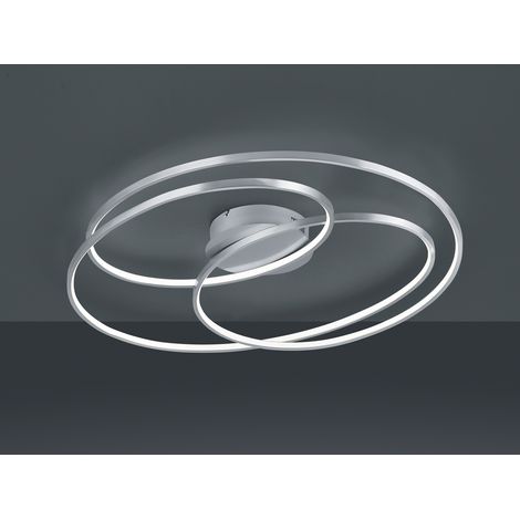 Große LED Deckenlampe GALE Silber, dimmbar über Schalter, Breite 80cm