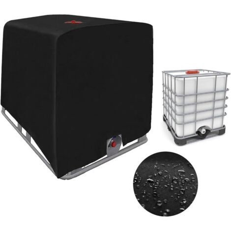 Funda protectora para depósito IBC de 1000 L, poliéster 210D imputrescible, dimensiones 120 x 100 x 116 cm, cordón para ajuste.