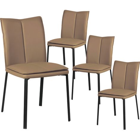 CALLUM - Lot de 4 Chaises Taupe avec Sur-Coussin (1/3)
