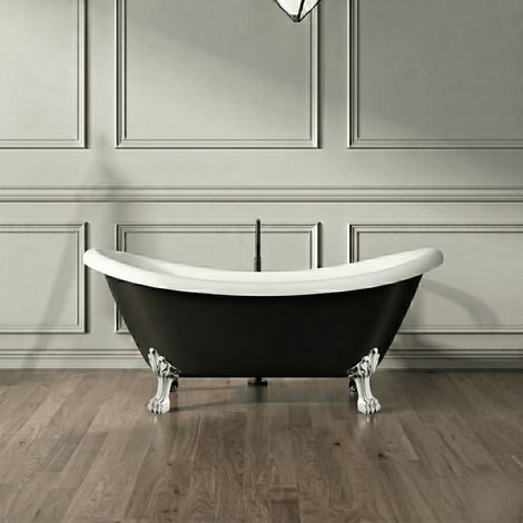 Bañera con patas DARLINGTON NEGRA  175 cm patas LEÓN CROMADAS