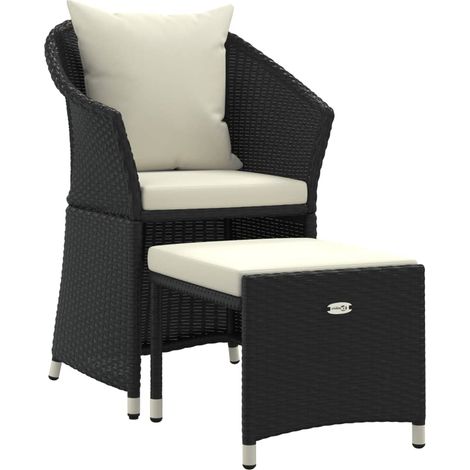 Maison Exclusive - 2-tlg. Garten-Lounge-Set mit Kissen Schwarz Po