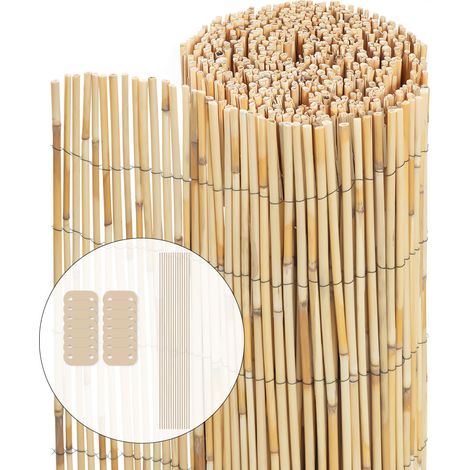 VOUNOT Pantalla de Valla de Caña Natural, Pantalla de Privacidad Estera Valla Decorativa con Clips Fijación 100x600cm