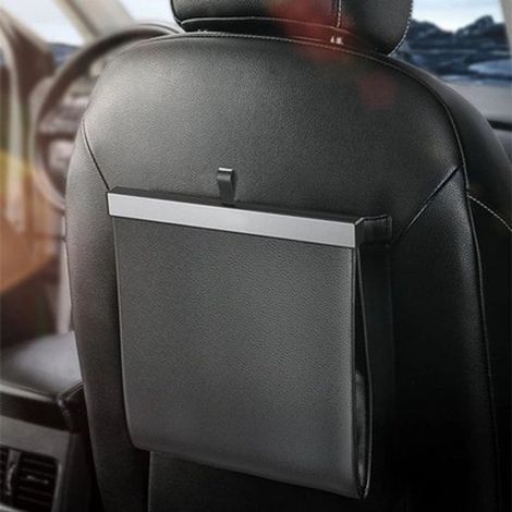 Poubelle de voiture en cuir, 12 litres, noire (1/4)