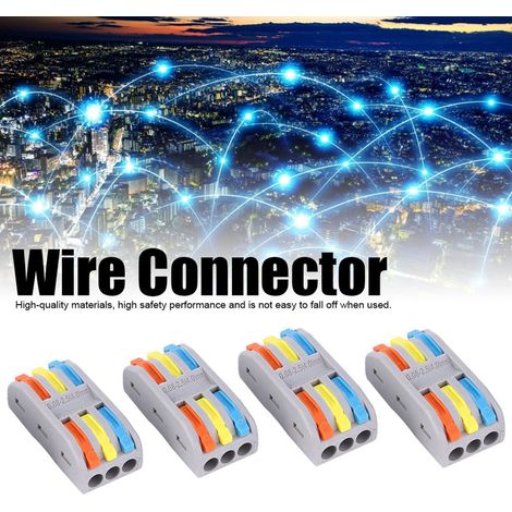 Lot de 50 raccords rapides bornes de connexion pour câble électrique PCT-2-3 11-28 AWG cuivre nylon ignifuge V0 250V 32A multicolore (1/5)