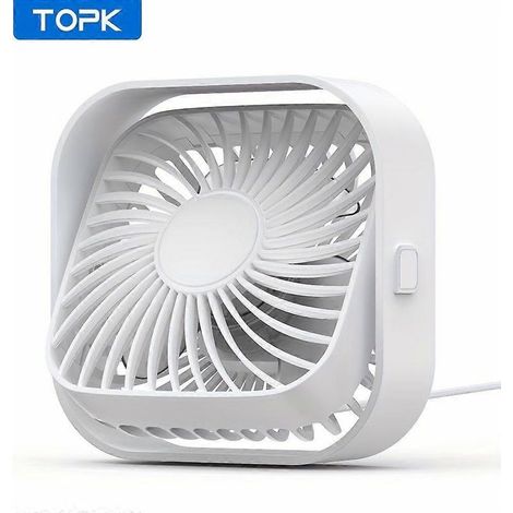 Ventilateur de bureau USB compact, carré, moteur silencieux sans balais, rafraîchissement personnel pour chambre, bureau ou dortoir (1/5)
