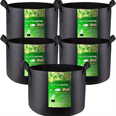 Filiyano-Lot de 5 serres en tissu de 38 L, pots extra épais 300 g/m² non tissés avec poignée et drainage, pour légumes et herbes aromatiques (1/4)