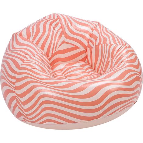 Fauteuil gonflable PVC motif rayures ergonomique design minimaliste pouf gonflable rose (1/5)
