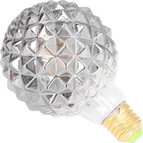 Lot vintage Edison G95 LED ampoule filament carbone, finition gris chromé, style ananas créatif, lumière blanc chaud 220V, design rétro (homologué CE, ROHS, UKCA, EMC, LVD) (1/5)