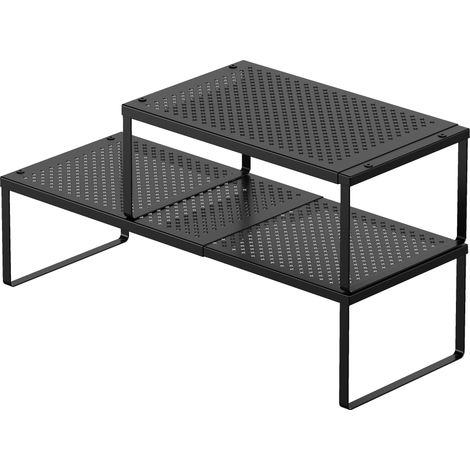 Étagère à Épices Lot de 2, Organisateur de Placard Extensible en Métal, (38-60) x 23 x 15,3 cm, Noir (1/5)