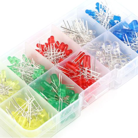 Kit de 300 diodes LED assorties de 3 mm et 5 mm (blanc, jaune, rouge, bleu, vert). (1/5)