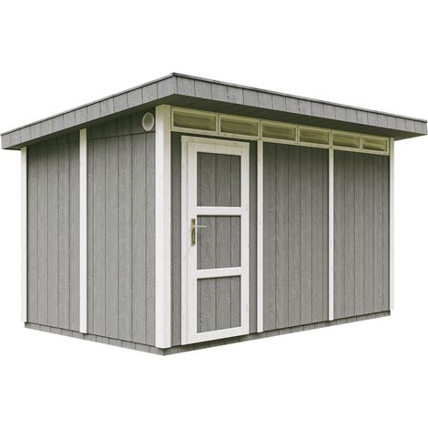 Caseta de jardín de CALIDAD PREMIUM 8,7m²-L412xW279cm - con Suelo,Baldosas Bituminosas y Pintura - Construcción con paneles LP Smartside - Cobertizo jardín exterior TIMBELA M904 - Cavern steel (1/5)