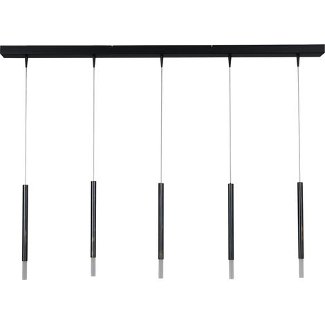 Lampe suspendue de table à manger noire Flute Cylindres design à 5 lumières - 2591-66-130-5-DW (1/3)