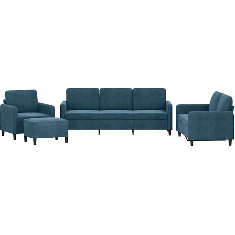 Maison Exclusive - Set di Divani 4 pz Blu in Velluto