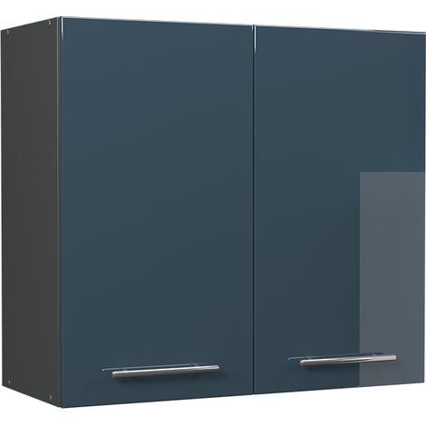Pensile da cucina Fame-Line, Blu scuro lucido/Antracite, 80 cm, Vicco (1/5)