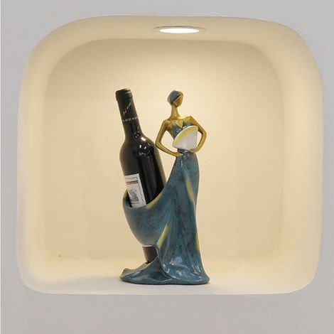 Porte-bouteille de vin rouge décoratif, sculpture danseuse rouge élégante, rangement bouteille salon meuble TV, design moderne luxe, sans bouteille. (1/3)
