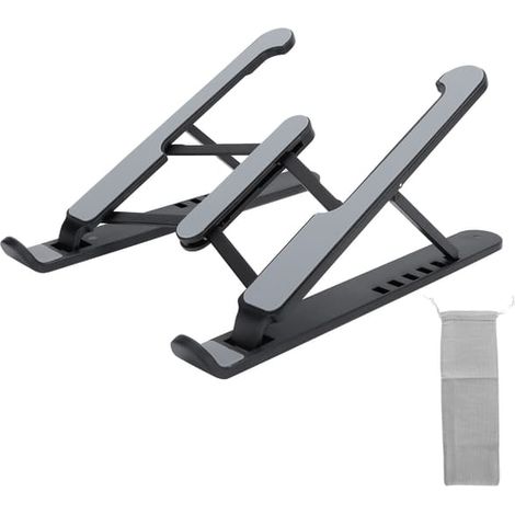 Support pour ordinateur portable, support pliable multiposition pour ordinateurs portables de 11 à 17 pouces avec base de refroidissement et élévateur (noir) (1/5)