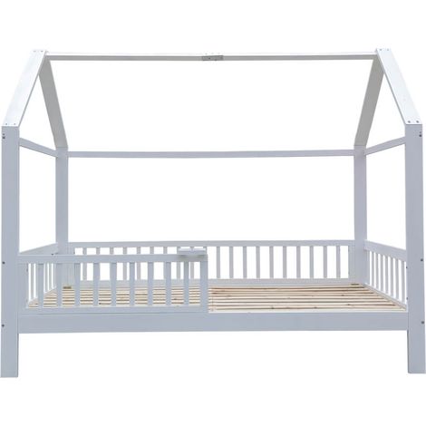 HOME DELUXE - Kinderbett STERNENLAND - 90 x 200 cm, Farbe: Weiß, Kiefernholz, inkl. Rausfallschutz und Tonieboxhalterung I Kinderbettchen Jugendbett Babybett  Kinderbett Bett Rausfallschutz Kinderzimm