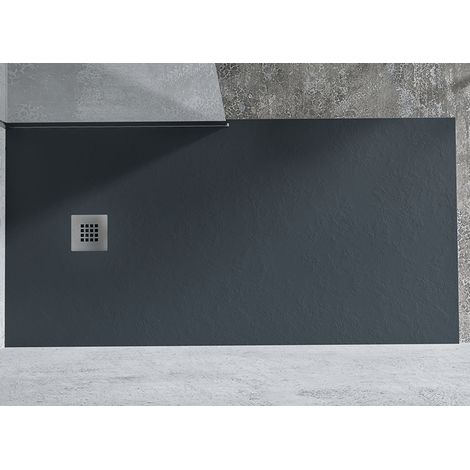 Duschwanne 70X170 cm Vulcano Line Slim Anthrazitfarbe aus Kunstharz und Marmorpulver mit freiem Abfluss - FRASCIO
