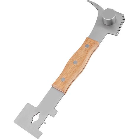 Ortviai Outil d’apiculture multifonction en acier inoxydable 27 cm – grattoir à cire et propolis, manche bois