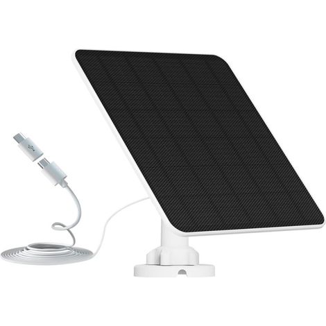 Panel solar para cámara de seguridad, panel solar USB de 6 W compatible con cámaras de vigilancia recargables de 5 V CC, panel solar para cámara con cable de 3 metros. (1/5)