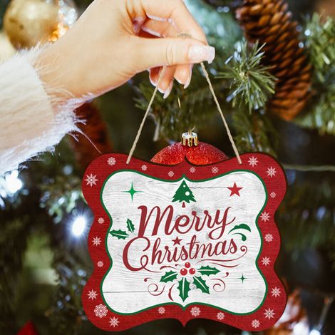 Panneau décoratif en bois à suspendre Vintage Joyeux Noël, panneau de porte d'entrée de bienvenue pour les fêtes de fin d'année et Nouvel An, décoration de Noël 11 x 8 pouces (1/5)