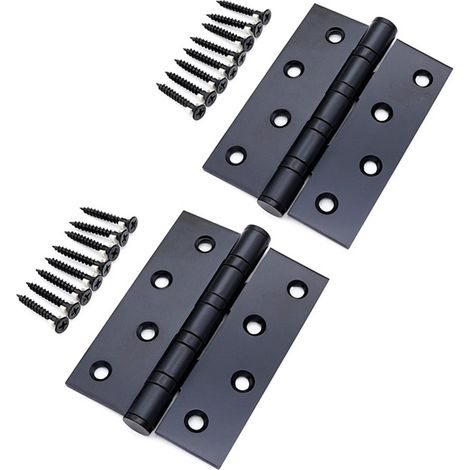 Packung mit 1 Paar robusten Türscharnieren aus Edelstahl mit Kugellager für den Innen- und Außenbereich, schwarz, 100 mm x 75 mm (1/5)