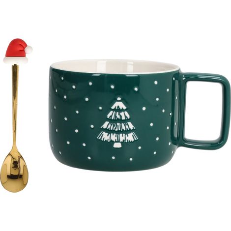 Tazza Tazzone Latte Natale Mug + Cucchiaino con Cappello 420 cc Tognana (1/3)