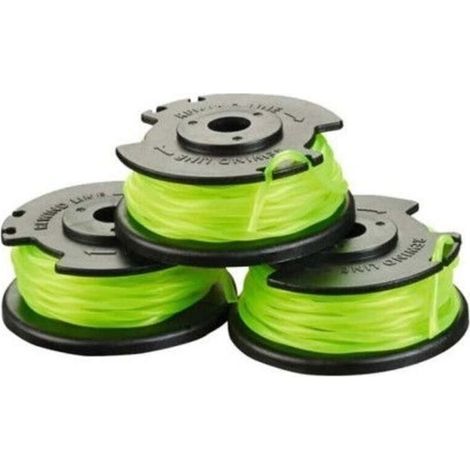 (Noir et vert)Lot de 3 bobines simple fil torsadé RYOBI 2mm pour coupe-bordures sur batterie RAC143 (1/2)