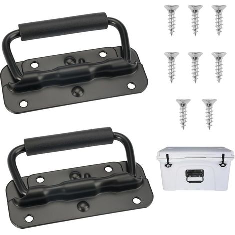 2 Pièces Poignée de Coffre, 100mm Poignee pour Caisse Poignées de Caisse Pliante Poignée de Boîte D'épreuve Poignées Pliantes à Ressort avec Poignée pour Boîtes de Remplacement de Boîte à Outils (1/4)