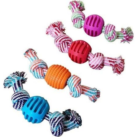 Ensemble de jouets pour chien en corde de coton colorée, jouet à mâcher pour les dents du chiot (1/5)