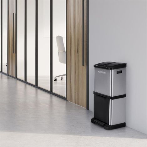 Ökosystem² Mülleimer Mülltrenner 30L (1 x15L, 2x7,5 L) PE Edelstahl