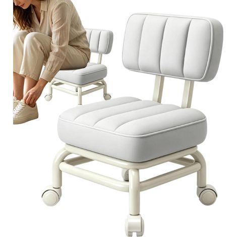 Tabouret à roulettes Siège pivotant 360° imperméable avec coussin épais (1/5)