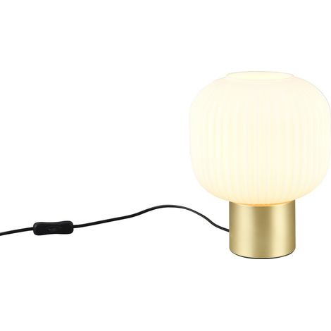 Lampada tavolo DIVA ottone paralume-bianco E27 40W Trio (1/5)
