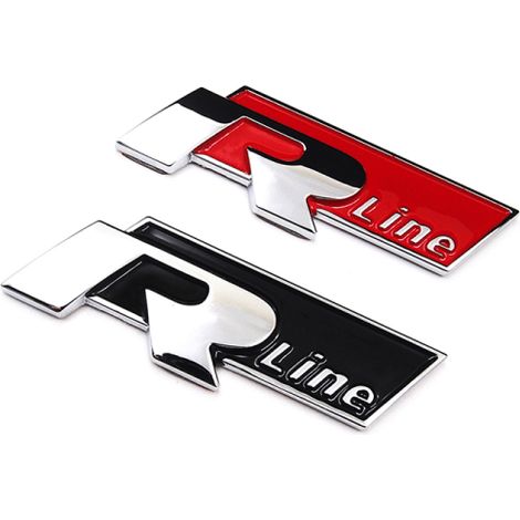 Lot de 2 autocollants métalliques décoratifs pour voiture Volkswagen R-Line, badge tuning extérieur (1/3)