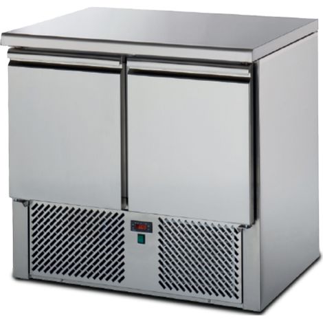 TABLE DE PREPARATION - POSITIVE - DESSUS INOX - 2 PORTES - Isotech
