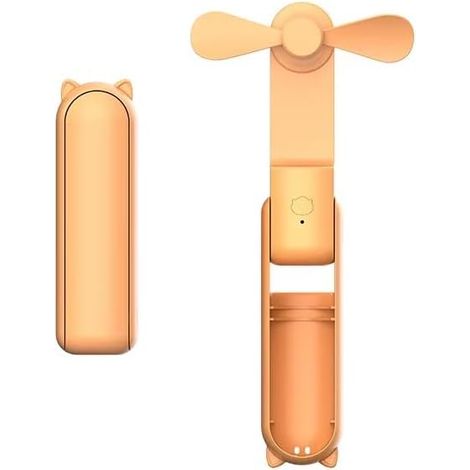 Mini ventilateur rechargeable à 3 vitesses – Ventilateur portable 2 en 1 (Orange) (1/2)