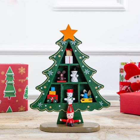 Miniatur-Weihnachtsbaum aus Holz, Bürodekoration, grüne Dekoration für Einkaufszentrum oder Hotel (1/5)