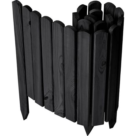Garronda clôture de Jardin en Bois Bordure Jardin Cloture Jardin Exterieur, Palissade Bordurette Longueur: 100 cm GD-0148 (Graphite, Hauteur : 40 cm)
