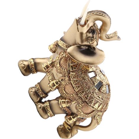 Statue d'éléphant doré porte-bonheur Feng Shui, sculpture, figurine de richesse, cadeau, décoration intérieure (L) (1/5)
