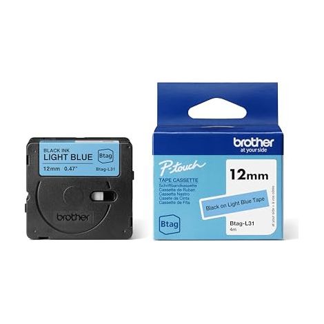 brother BROTHER 12MM BTAGL31 Ribbon Black on Light Blue