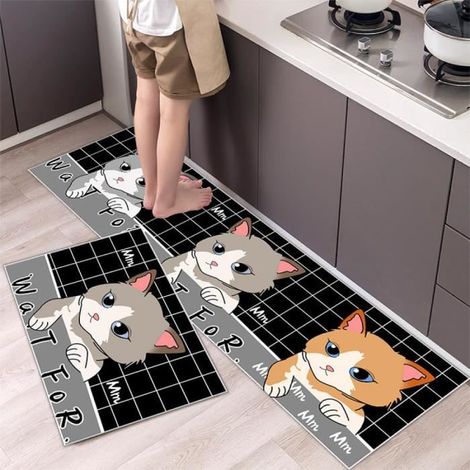 2er-Set Küchenläufer – 40 x 60 cm + 40 x 120 cm, rutschfest und waschbar mit bedruckten Motiven. (1/4)