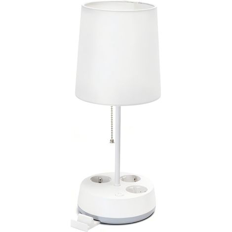 Kit Pied de Lampe Complet - Prise Intégrée + Support Téléphone + Abat-Jour + Interrupteur Tirette