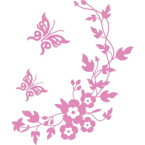 Autocollant mural fleurs roses PVC, amovible, pour abattant WC/chambre/salle de bain