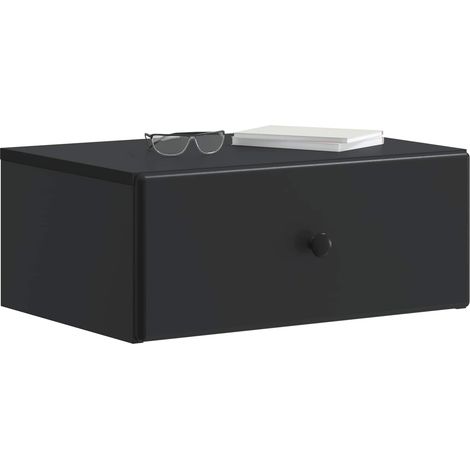 Maison Exclusive - Mobiletto da notte a muro con cassetto Nero 49 x 34,5 x 20 cm