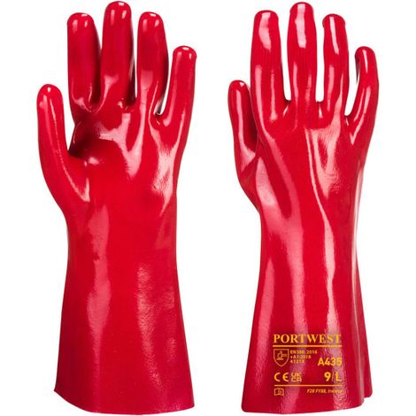 Guante de PVC para manipulación anti abrasión y al rasgado, galga 12 PORTWEST A435 (12 pares)