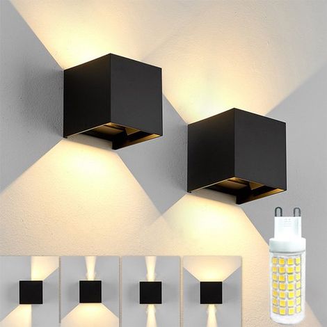 Gartenwandleuchten 2er-Set Wandleuchten für den Innen und Außenbereich Wandleuchten mit austauschbaren G9-LED-Lampen IP65 wasserdicht 3000 K D weiß (1/2)