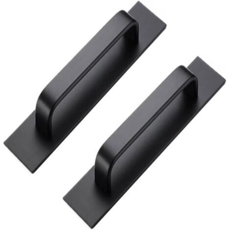Pair Lntyq Lot de 2 Poignées Autocollantes en Aluminium pour Armoire Chambre à Coucher Salle de Bain Cuisine Poignées En Alliage d'aluminium (200 mm, noir)
