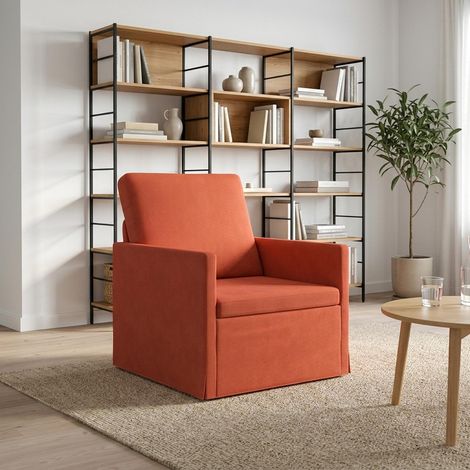 vidaXL Fauteuil Rouge orange 70 x 81 x 82 cm Tissu en velours côtelé (1/5)