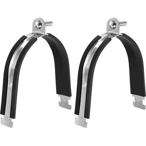 2pcs Coussin En Caoutchouc Collier De Montant Universel 4-5/6" En Acier Inoxydable 304 Avec Boulon Et Écrou Pour Tubes PEX En Cuivre Tubes CVPC, Argent Noir (1/5)