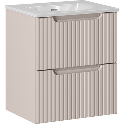 Meuble simple vasque encastrée 50cm 2 tiroirs Riva Cachemire